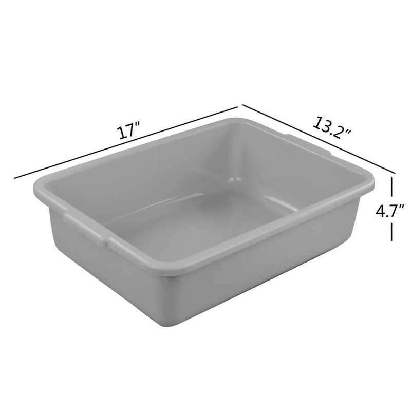 Anbers 13L/Grey Plastic Commercial Bus Box, Wash Tub Basin, 4 Packs - Image 2